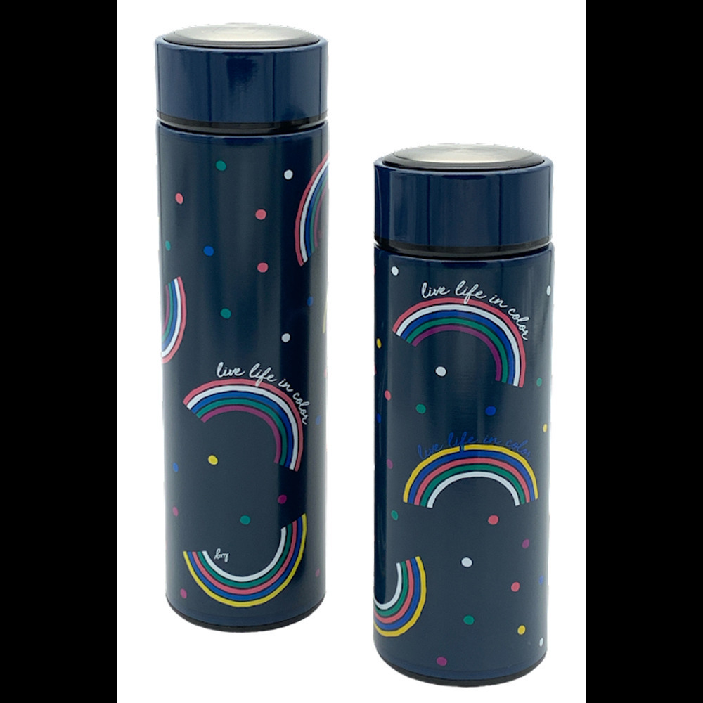 Lug 12oz & 16oz Insulated Water Bottles Chuggie Rainbow Navy -Set of 2